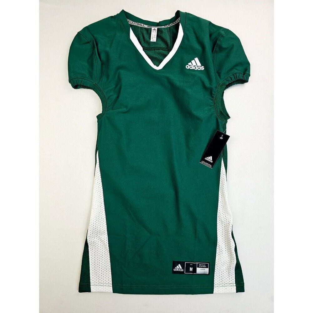 Adidas Size Medium Men's Green V Neck Embroidered Logo Football Jersey NWT - Picture 1 of 11